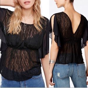 🔥 Free People 🔥 June Top sheer lace large